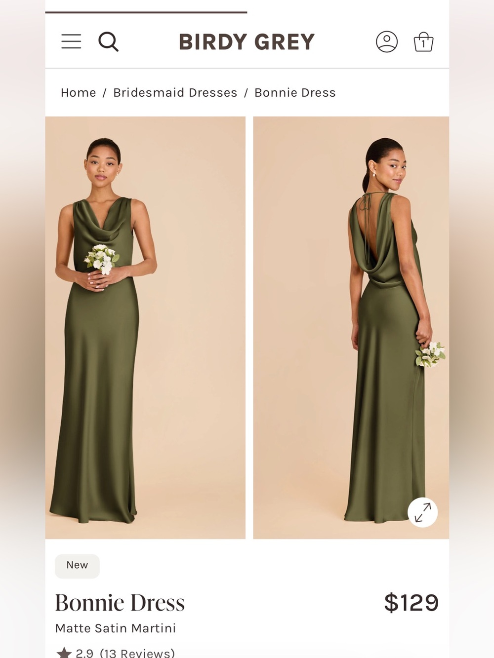 Birdy Grey “Bonnie Martini” Satin Bridesmaids Dress